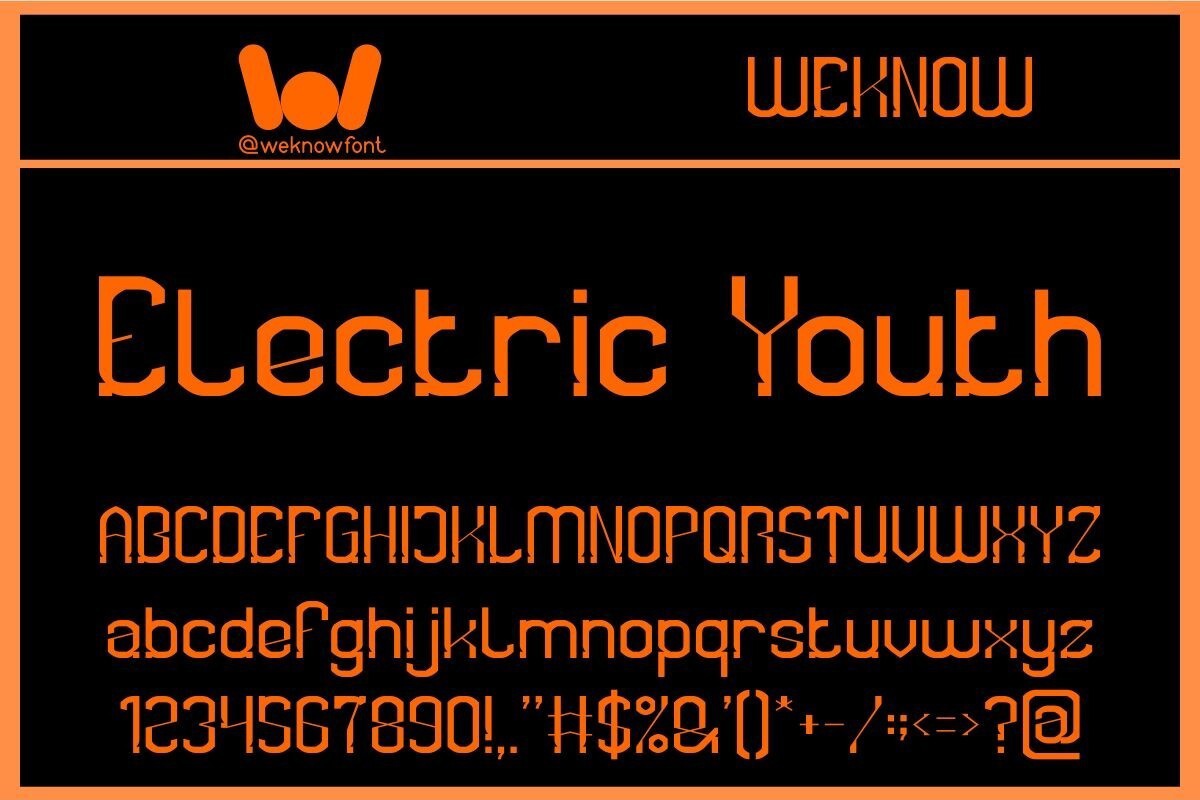 Electric Youth скачать шрифт и установить для веб сайта и фотошопа бесплатно